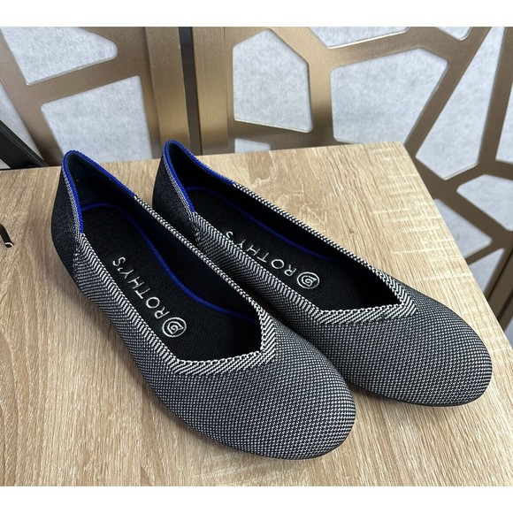 Rothys Grey Birdseye sz 8 Classic Ballet Round Toe Shoe Flat Knit loafers shoes - Picture 1 of 7